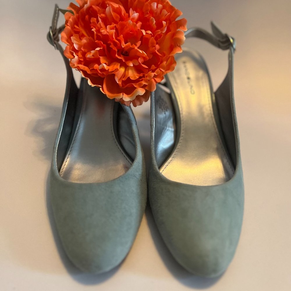 Baby Blue Suede Slingbacks